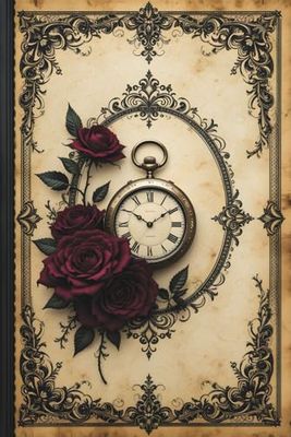 Gothic Vintage Rose and watch Journal Notebook with Detailed Vintage interior: Format 6x9 Inches, 120 Lined Vintage Style Pages,