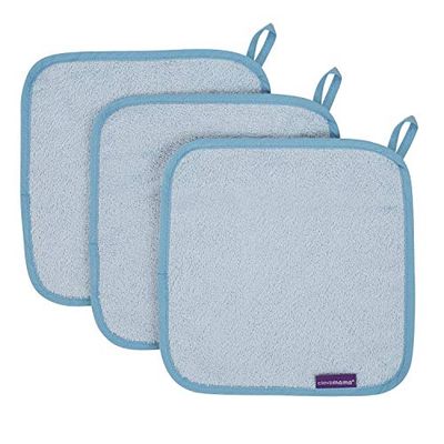 Clevamama Babywashandje van bamboe (3 stuks) - babydoekjes - blauw
