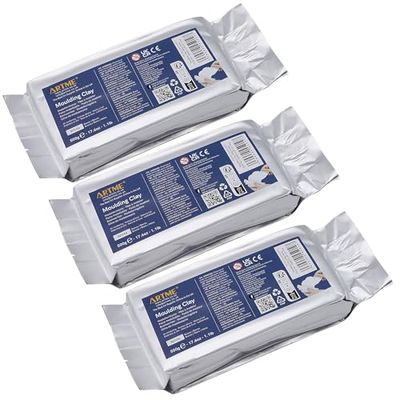 ARTME Modelling Clay White 1500g (500g x 3pk) Air Hardening for Arts and Creative Crafting - Air-Dry, Individual Package 500g x 3pk