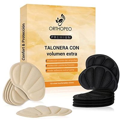 ORTHOPEO Almohadillas para talón, plantillas para zapatos contra burbujas y fricción, gel de silicona, 6 pares de protectores de talón, para hombre y mujer, antideslizantes para zapatos grandes y