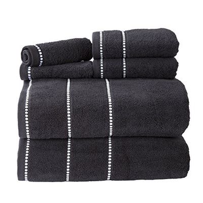 Lavish Home - Juego de 6 Toallas de baño de 525 g/m², 100% algodón, con 2 Toallas de baño, 2 Toallas de Mano y 2 paños de Lavado, sábanas absorbentes para baño, Ducha, Gimnasio, SPA y Dormitorio