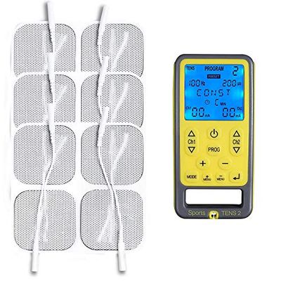 TensCare Sports Tens + 1 Pack of 12 Electrode Pads- TENS + EMS Muscle Stimulator in one unit, 55 programs including Pain Relieve, Muscle Toning and Massage, Dual Channel, for Professional and Home Use