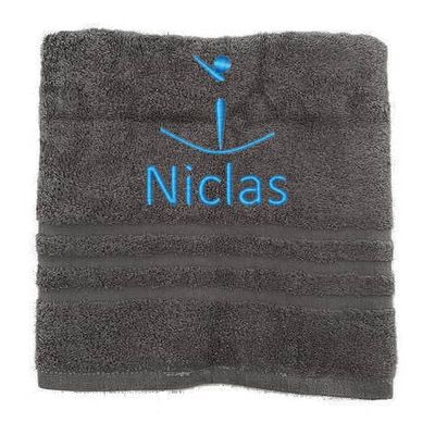 Asciugamano personalizzato con nome Nome sportivo splendidamente ricamato Asciugamano da bagno Asciugamano in cotone 100% personalizzato con nome (100 x 50 cm, Saltando sul trampolino)