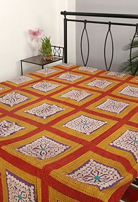 RAJRANG Ethnic Indian Home Decor per Letto Matrimoniale in Cotone Copriletto Patchwork