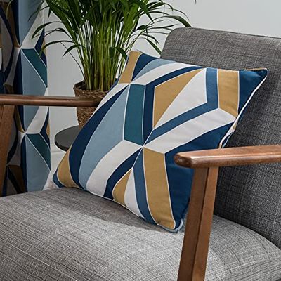 Sleepdown Tryckt stor diamant geo fylld kudde 45 cm x 45 cm marinblå