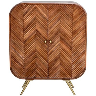 MUEBLE ENTRADA MADERA MANGO 2PUERTAS PATAS METAL DORADO_90X42X110CM