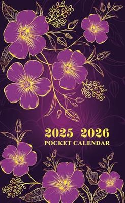 2025-2026 Pocket Calendar: Monthly Planner For Purse, 2-Year From January 2025 To December 2026, Floral Cover.