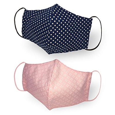 Kanguru Woman BARRIERE Adultes-femme Green Mask/Masque Faciale set de 2 pièces 100% coton, 2 couches, lavable, réutilisable, pink