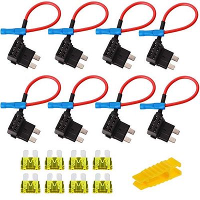 8Pcs Add-A-Circuit Fusible Tap Adaptateur, Bolatus Standard Porte-Fusible Voiture 12V 24V Adaptateur Porte Fusible Lame Ajouter un Circuit Fusible Robinet Piggy Back avec Fusible à 20A