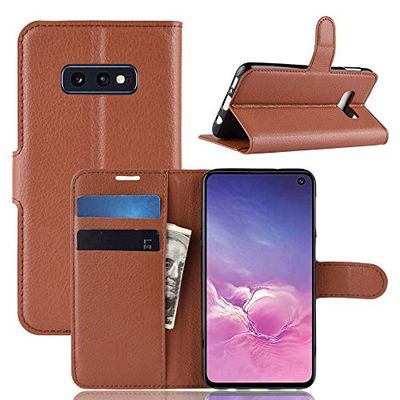 Carcasa de telefono Litchi Texture Funda de Cuero con Tapa Horizontal for Galaxy S10e, con Soporte, Billetera y Ranuras for Tarjetas (Negro) (Color : Marrón)