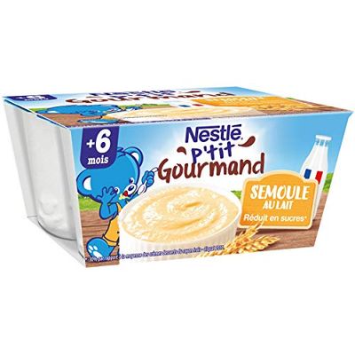 Nestlé Bébé P'tit Gourmand Semoule au Lait - Laitage - 4 x 100g - Dès 6 mois