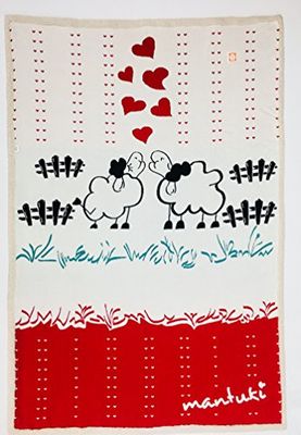mantuki filt för barnsäng, kammad bomull och dralon, olja, akryl, röd, svart och grön, enkelsäng, 180 x 120 x 1 cm