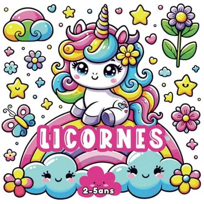 50 Bébés Licornes - Livre de coloriage facile 2 - 5 ans - Coloriage licorne contour épais: Mes premières licornes