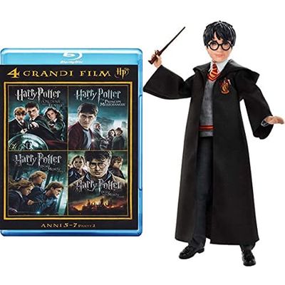 4 grandi film - Harry Potter - Anni 5-7 Volume 02 + Harry Potter-Personaggio Harry Articolato da 30 cm Giocattolo per Bambini 6+Anni, FYM50