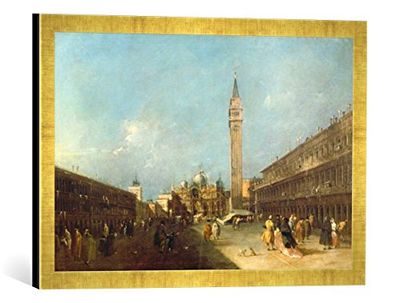 kunst für alle 'Immagine incorniciata di Francesco Guardi La Piazza San Marco, Stampata, 60 x 40 cm, nel Quadro Immagini Fatti a Mano di Alta qualità Oro Raya