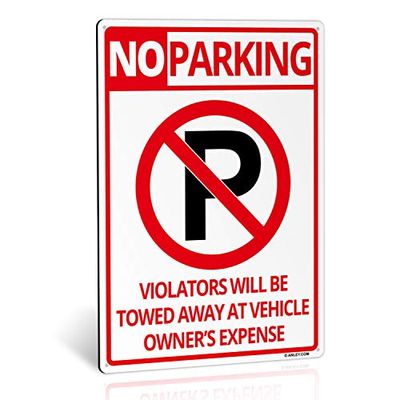 ANLEY No Parking Sign 14 X 10 In - 40 Mil Thick Rust-Free Weatherproof Aluminum - Easy Mounting - Violators Will Be Towed Away at Vehicle Owners Expense Metal Warning Sign Outdoor Use