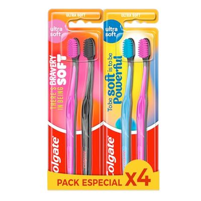 Colgate Spazzolino da denti ultra morbido in edizione limitata, spazzolino manuale, setole ultra morbide da 0,1 mm, delicato sulle gengive, ciuffi ad alta densità, rimuove la placca, protegge dalle