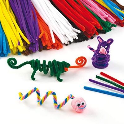 Baker Ross Pacote de poupança de limpa cachimbos de 30 cm em 10 cores variadas para trabalhos manuais infantis (embalagem de 120)
