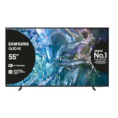 Samsung TV QE55Q60DAUXZT QLED 4K, Smart TV 55" Quantum processor Lite 4K, AirSlim, DVBT-2, Q-Symphony & OTS Lite, Integrato con Alexa e Bixby, compatibile con Google Assistant, Titan Gray 2024