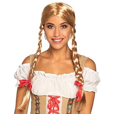 Boland 86117 - pruik Heidi met gevlochten vlechten, blond kunsthaar, volksfeest, vlechtkapsel, themafeest, carnaval