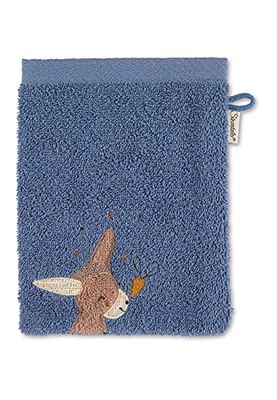 Sterntaler Ezel Emmilius Washandschoenen, 3 stuks, van badstof (katoen), kinderwashandjes in middenblauw, verschillende designs
