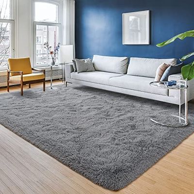 Przemy Alfombras Grandes para Sala de Estar, Dormitorio, 5 x 8 pies, súper Suaves y esponjosas, Alfombra de Felpa para habitación de niños y niñas, guardería, decoración de Interiores, Color Gris