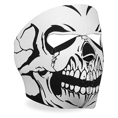 Hot Leathers Skull Neoprene Face Mask (Black/White) by Hot Leathers