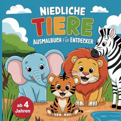 Niedliche Tiere Ausmalbuch für Kinder ab 4 Jahren – 50 süße Malvorlagen für kleine Entdecker