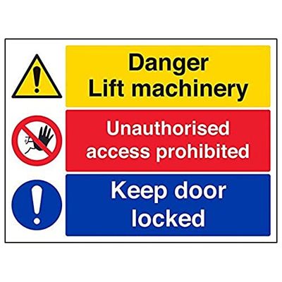 VSafety Lot de 3 panneaux "Lift Machinery/UnAuthority/Keep...", 400mm x 300mm, 3
