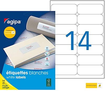 Apli Agipa – etiketten, zelfklevend, wit, veelzijdig inzetbaar, afgeronde hoeken – 99,1 x 38,1 mm – FSC-gecertificeerd – 350 etiketten