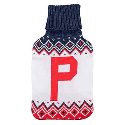 Villa d'Este Home Tivoli Warmwaterkruik 2 l, Monogram Winter P, rood + wit + blauw, medium