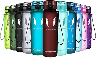 Super Sparrow Borraccia Sportiva & Bottiglia Bambini Senza Perdite - 1L Bottiglia Acqua Plastica Riutilizzabile - Senza BPA