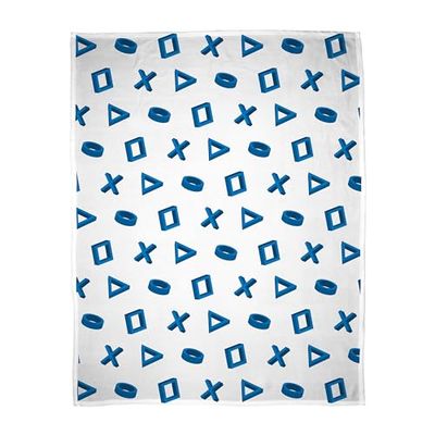 PlayStation Officially Licensed Fleece Blanket | White and Blue Controller Design Super Soft Warm Throw | Perfect For Teen Gaming Bedrooms, Camping & Sleepovers | Size 100x150cm