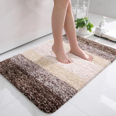 OLANLY Tappeto da bagno 91 x 61 cm, tappeto da bagno in microfibra extra morbido e assorbente, retro in gomma, ad asciugatura rapida, lavabile in lavatrice, per pavimento del bagno, vasca, doccia e