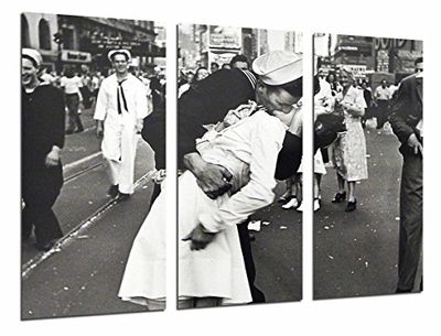 Quadro fotográfico beijo, enfermeira e marinheiro, branco e preto, vintage tamanho total: 97 x 62 cm XXL