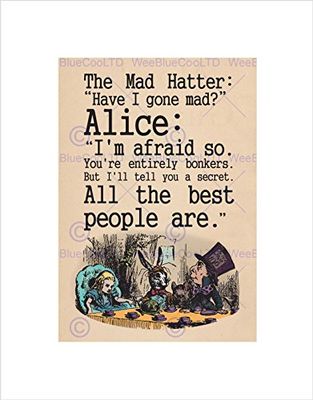 Wee Blue Coo Quote Type Text Graphic Carroll Alice Mad Hatter Wall Art Print