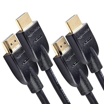 Amazon Basics Confezione da 2 cavi HDMI 4K da 3 m, alta velocità con Ethernet 18 Gbps, 4K@60 Hz, 2160p, Nero