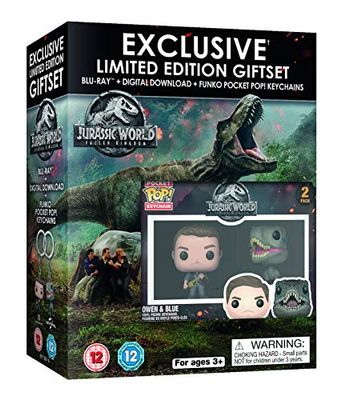 Jurassic World: Fallen Kingdom Limited Edition Gift Set - 2 Funko Pocket POP! Exclusive Keychains [Blu-ray] [2018] [Region Free]