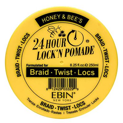 EBIN NEW YORK LOCK'N POMADE Braid Formula, Honey & Bee’s, 8.25 Oz | Great for Braiding, Twisting, Edges, No Residue, No Flaking, Extreme Firm Hold, High Shine, Honey Scented