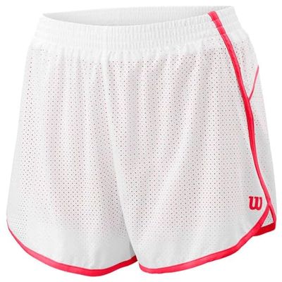 Wilson Femme Short, COMPETITION WOVEN 3.5 SHORT, Polyester/Spandex, Blanc/Rouge (Cherrypop), Taille L, WRA775407LG