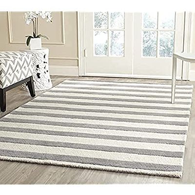 Tapis rectangulaire d'intérieur moderne tufté à la main, collection Cambridge, CAM154, en bleu marine / ivoire, 183 X 274 cm pour le salon, la chambre ou tout autre espace intérieur par SAFAVIEH.