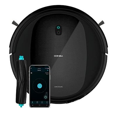 Cecotec Robot aspirateur et friandises, Conga Flash Connected Titanium. Technologie Ramdon, 160 Min Autonomie, 2100 Pa, 3 Niveaux de Puissance, Brosse pour Animaux de Compagnie, 6 Modes et APP
