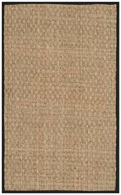 SAFAVIEH Natuurlijke vezelcollectie accenttapijt - 2 'x 3', natuurlijk en zwart, grens basketweave zeegras ontwerp, gemakkelijk te onderhouden, ideaal voor gebieden met veel verkeer bij ingang,