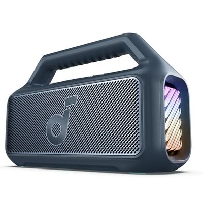 Soundcore Cassa Bluetooth Portatile Boom 2, 80W Booming Sound con Subwoofer e BassUp 2.0, 24H, IPX7, Luce LED, USB-C, EQ Personalizzato, per Esterni, Campeggio Spiaggia e Giardino