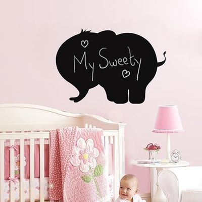 Ambiance Sticker Svart skiffer – självhäftande klistermärken – elefant silhuett – H 95 x B 140 cm