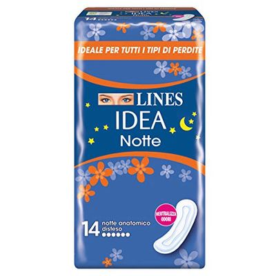 Lines Idea Assorbenti Ultra Notte Distesi, Confezione da 14 Pezzi