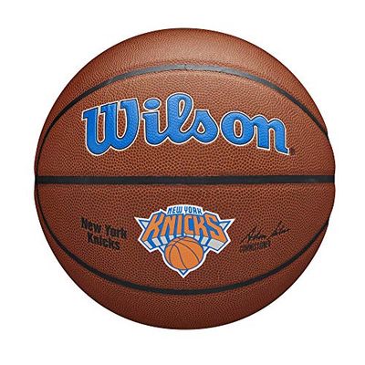 Wilson Pallone da Basket NBA TEAM COMPOSITE BSKT, Utilizzo Indoor/Outdoor, Pelle Composita, Misura 7, Marrone (New York Knicks)