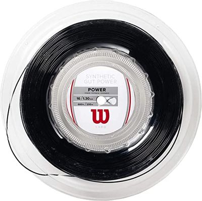 Wilson WRZ905200 Corda da Tennis Synthetic Gut Power, Bobina 200 m, Unisex, Nero, 1.30 mm
