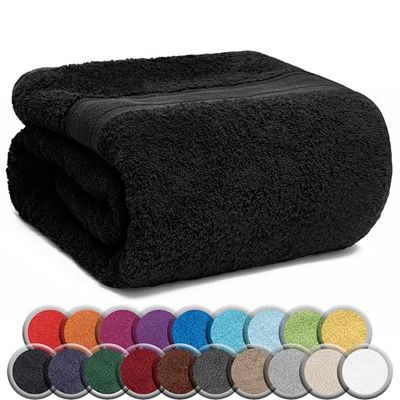 NatureMark Sauna Towel Premium Quality 80 x 200 cm 100% Cotton, 100% Cotton, Black, 80 x 200 cm