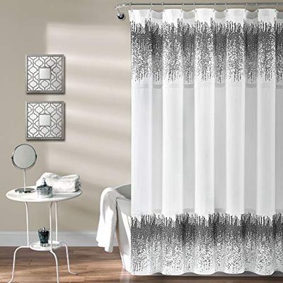 Lush Decor Shimmer Sequins Shower Curtain, 72" x 70", White & Black